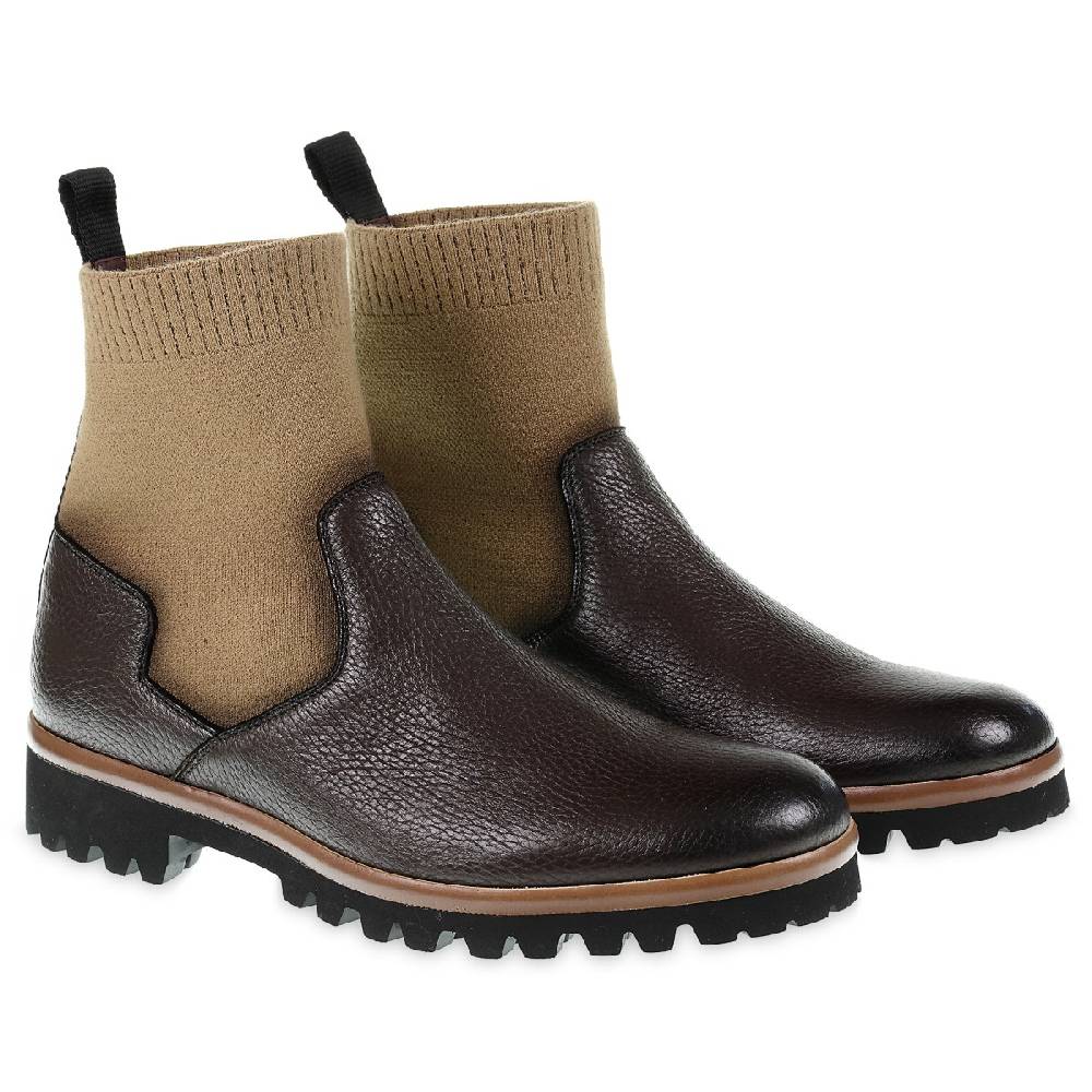 Lartigiano Del Cuoio Stivaletto chelsea in cervo marrone e cashmere - Fratelli Borgioli Shopping Online
