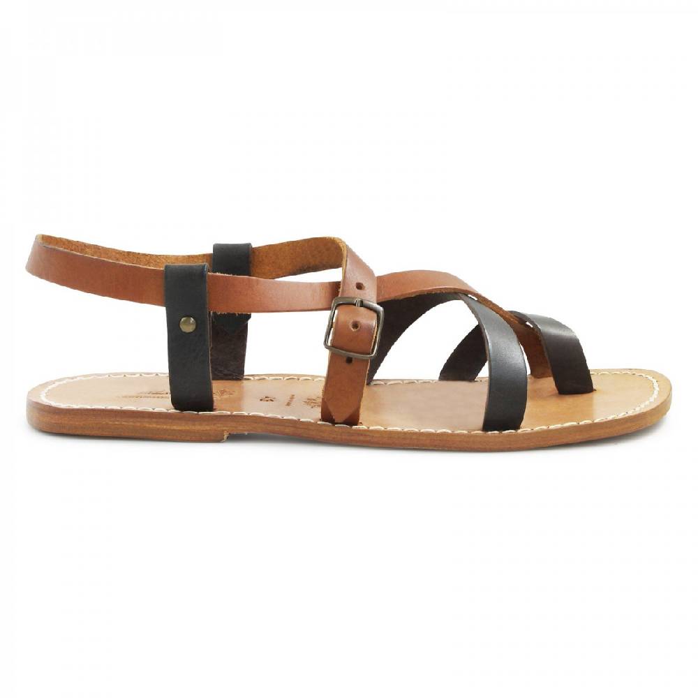 Lartigiano Del Cuoio Sandali frate in pelle bicolore fatti a mano Sconto