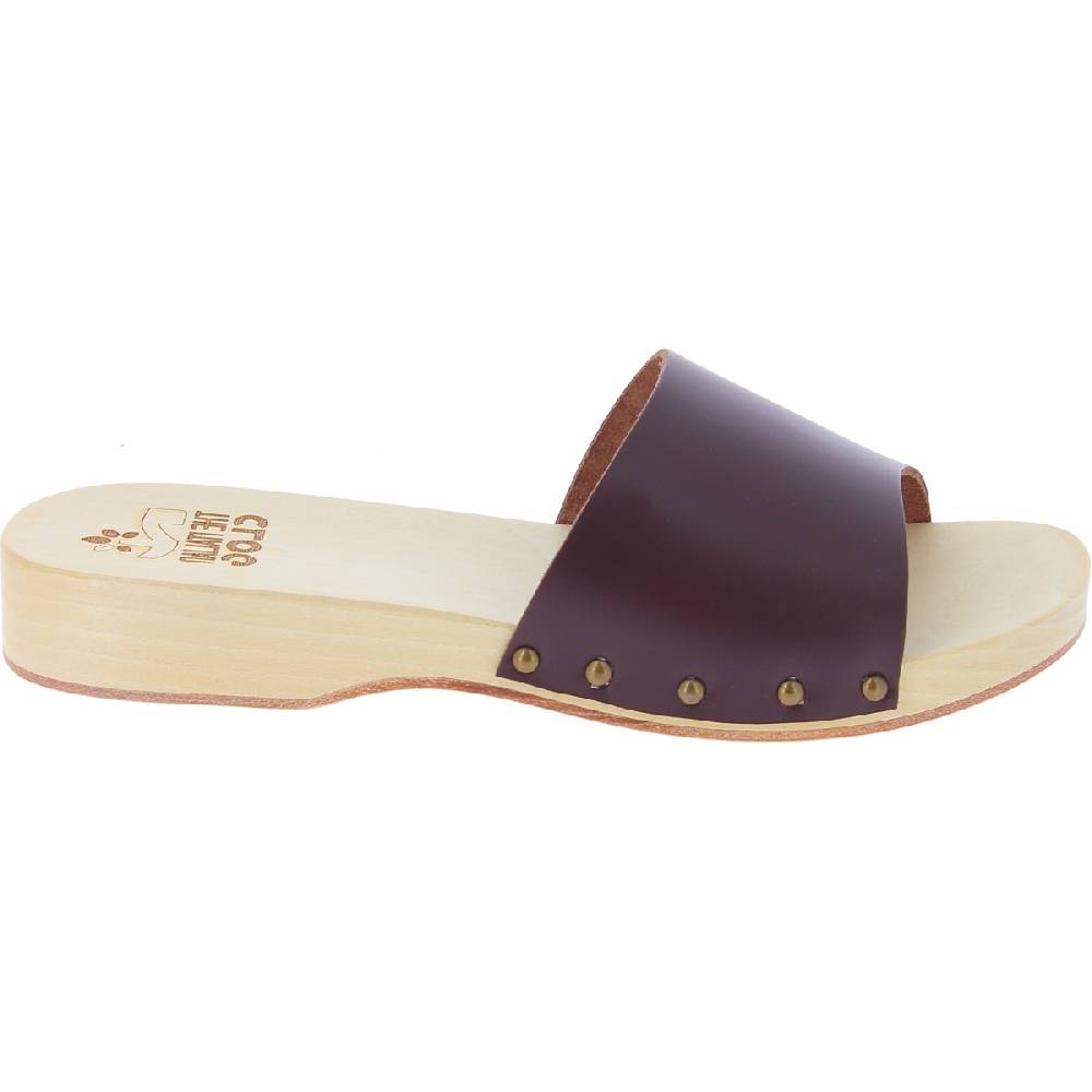Lartigiano Del Cuoio Zoccoli in legno da uomo con fascia larga in pelle color testa di moro Economico
