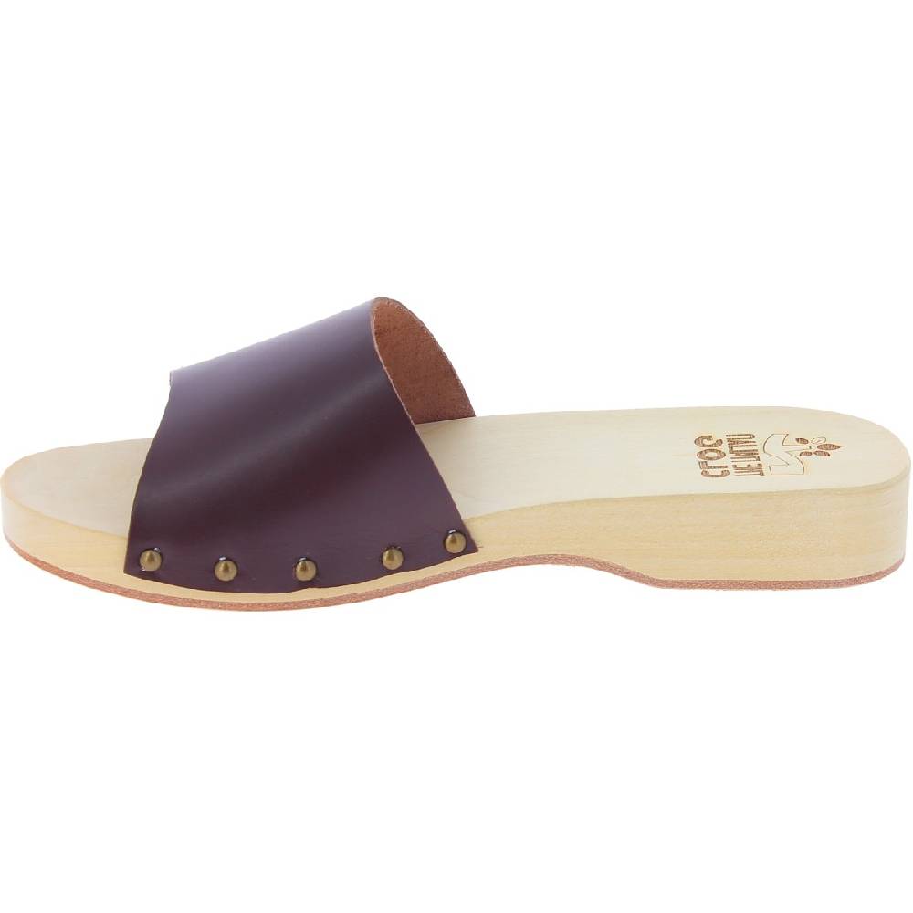 Lartigiano Del Cuoio Zoccoli in legno da uomo con fascia larga in pelle color testa di moro Economico