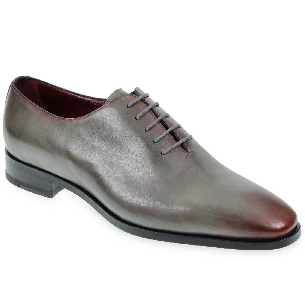 Lartigiano Del Cuoio Scarpe Oxford da uomo in pelle grigia tinta a mano con sfumature bordò Online