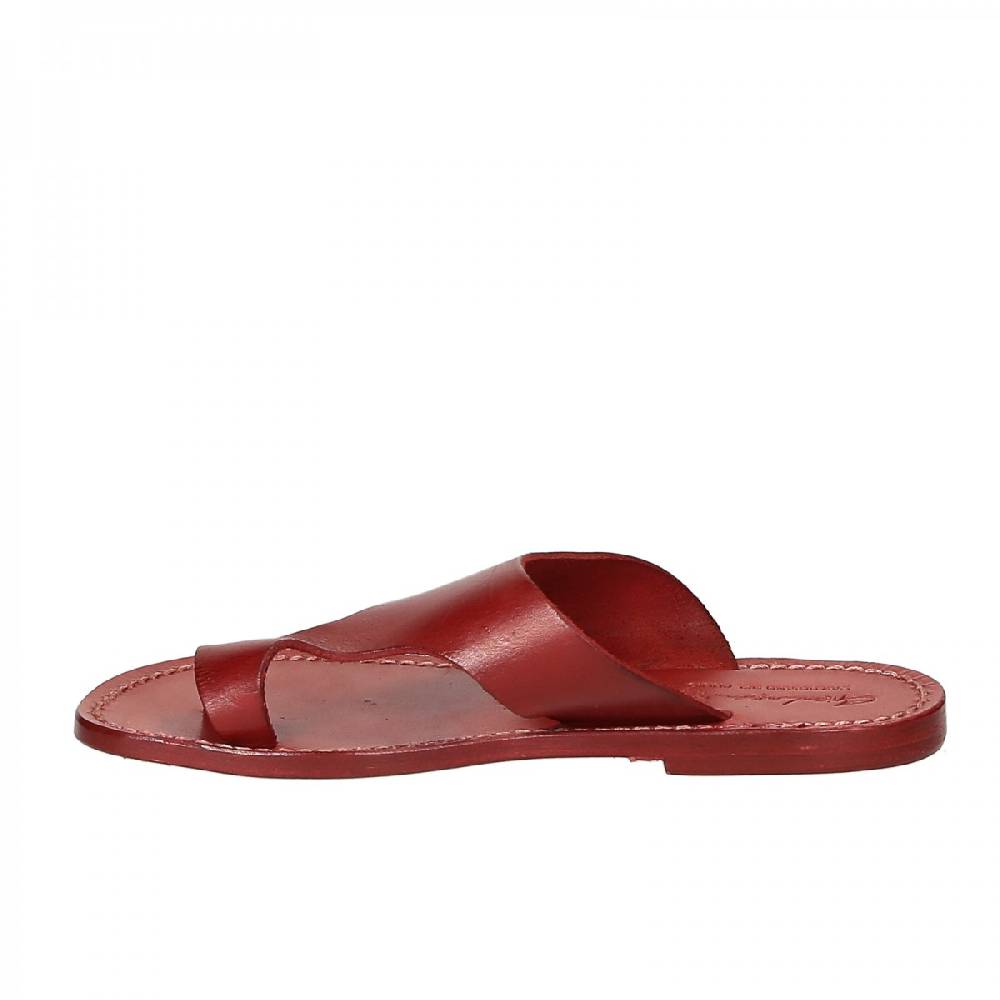 Lartigiano Del Cuoio Ciabatte infradito donna in pelle rosso artigianali Vendite Flash