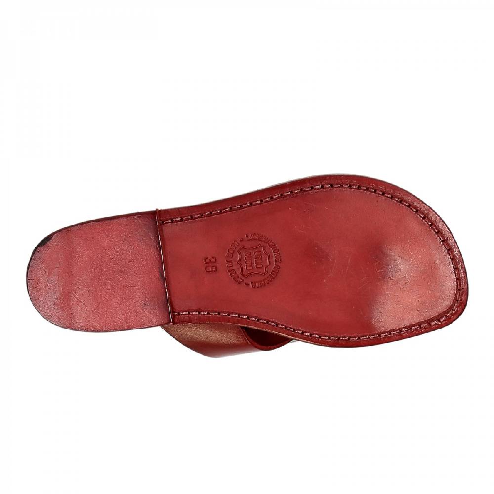 Lartigiano Del Cuoio Ciabatte infradito donna in pelle rosso artigianali Vendite Flash