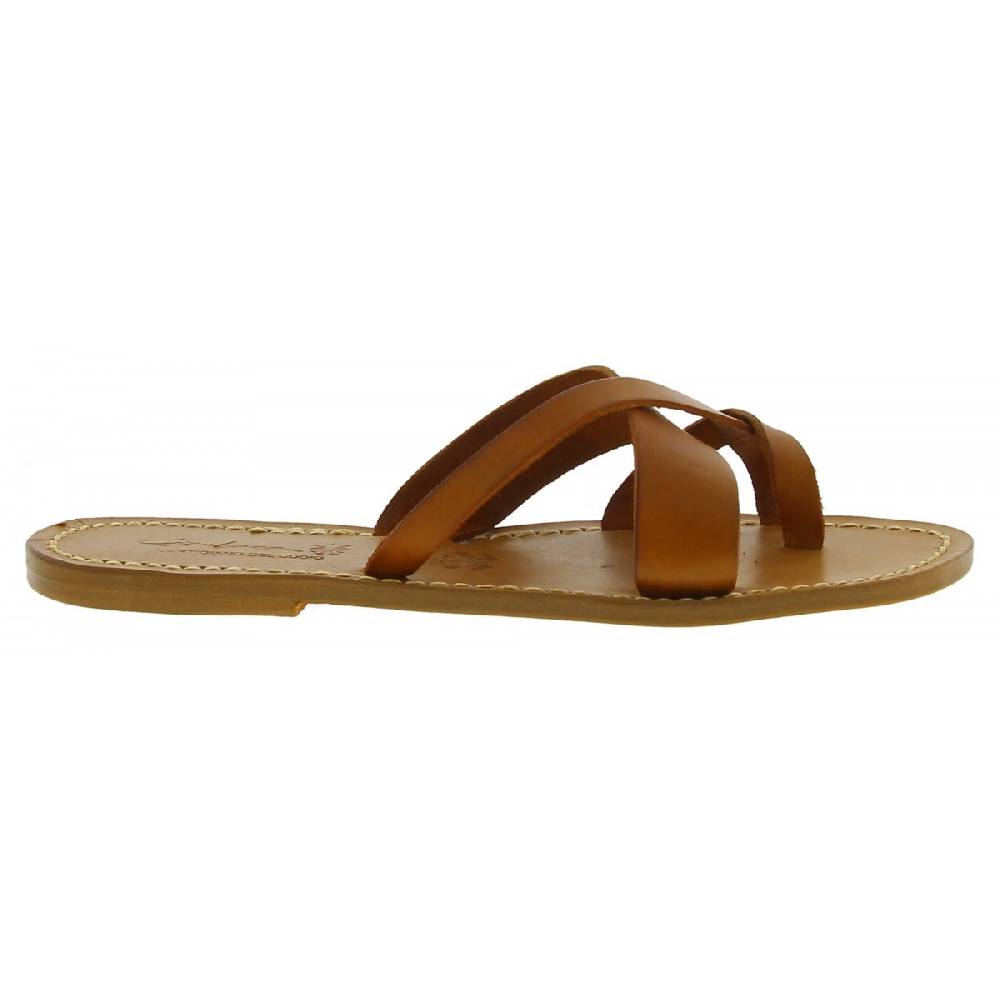 Lartigiano Del Cuoio Ciabatte infradito da donna fatti a mano in pelle color cuoio Moda