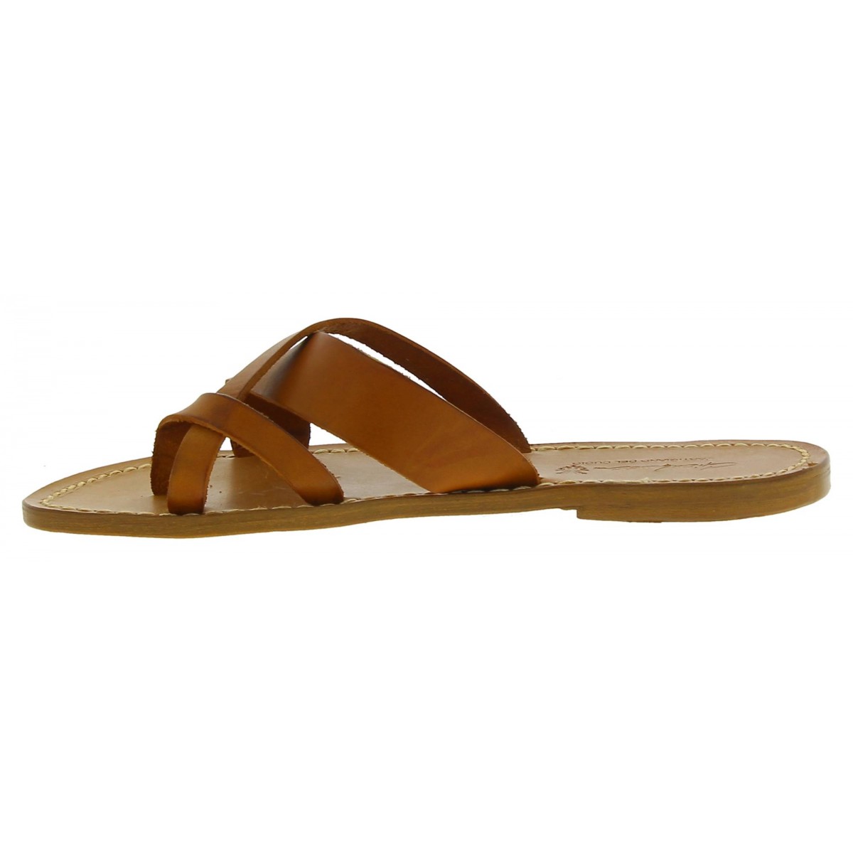 Lartigiano Del Cuoio Ciabatte infradito da donna fatti a mano in pelle color cuoio Moda