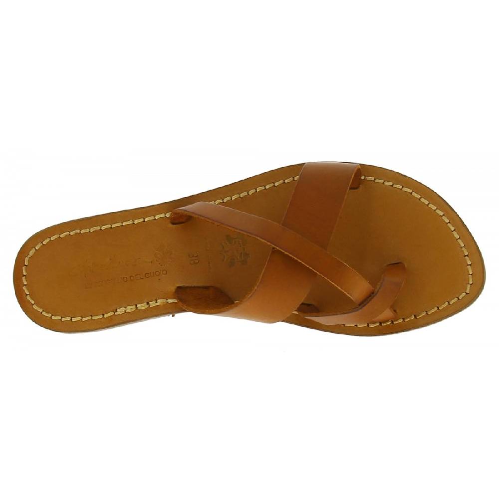 Lartigiano Del Cuoio Ciabatte infradito da donna fatti a mano in pelle color cuoio Moda