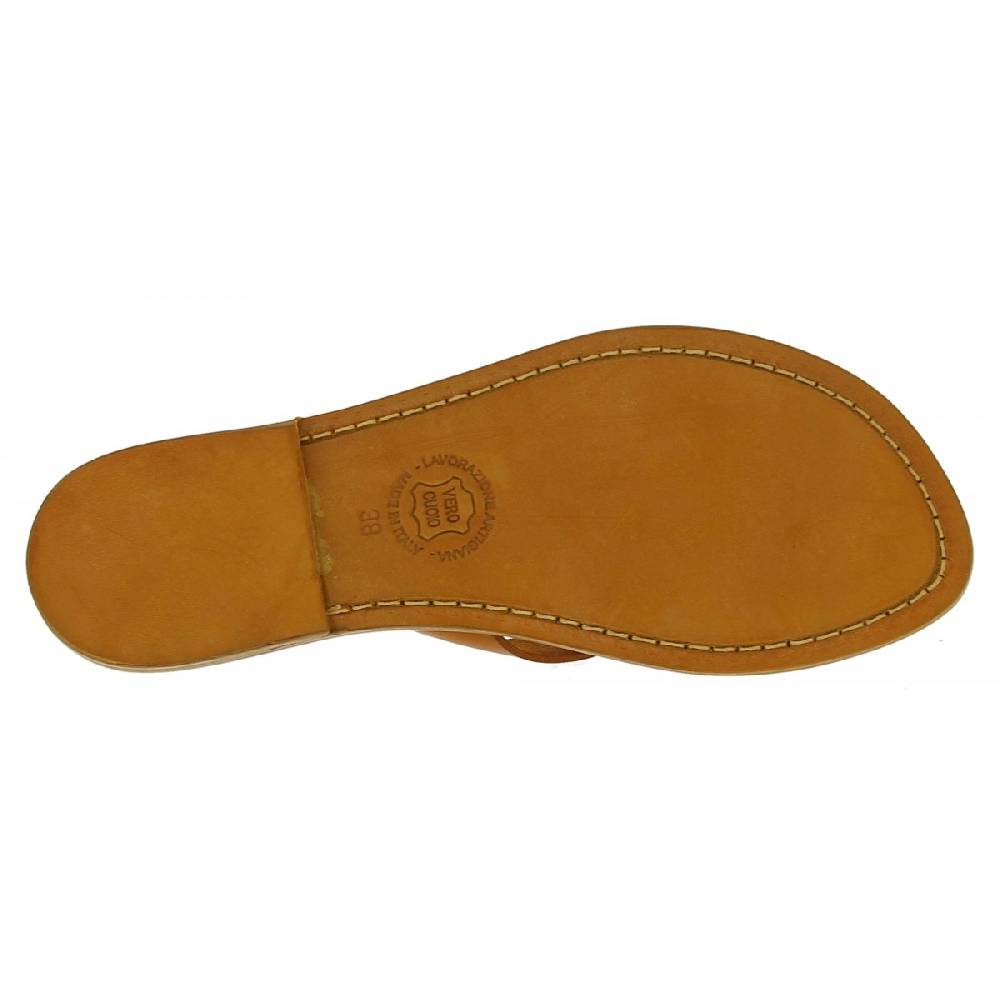Lartigiano Del Cuoio Ciabatte infradito da donna fatti a mano in pelle color cuoio Moda