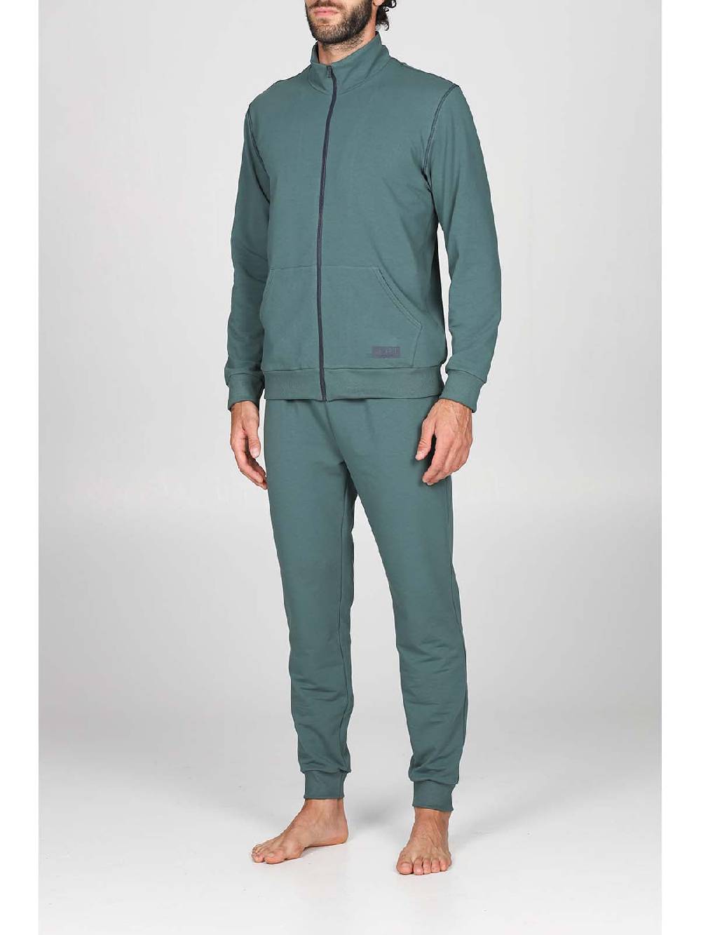 Julipet Tuta zip in confortevole felpa di colore verde Economico