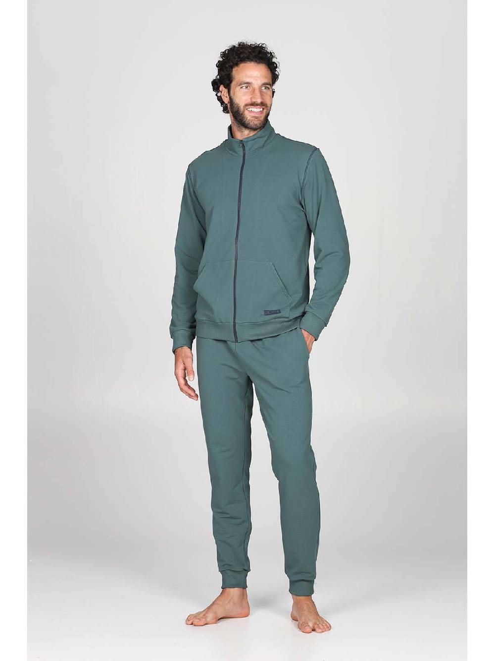 Julipet Tuta zip in confortevole felpa di colore verde Economico