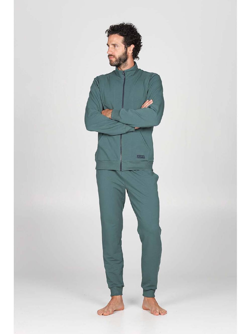 Julipet Tuta zip in confortevole felpa di colore verde Economico