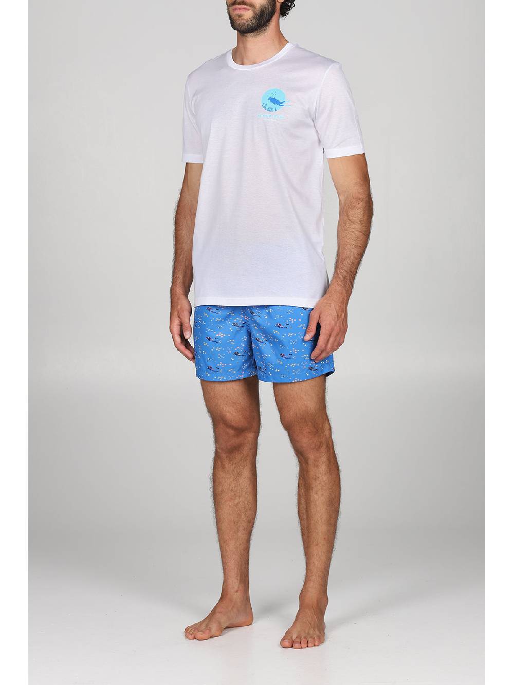 Julipet T-shirt in jersey di puro cotone bianco, con stampa piazzata "sub" Acquista Ora