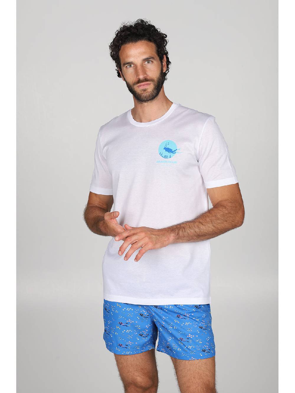 Julipet T-shirt in jersey di puro cotone bianco, con stampa piazzata "sub" Acquista Ora