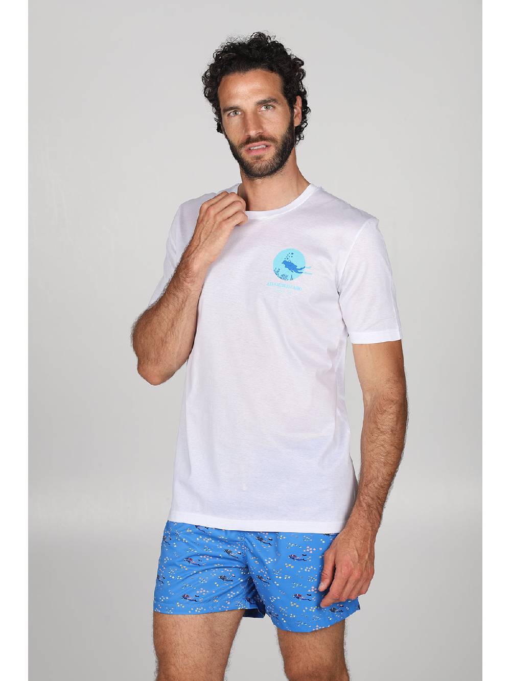 Julipet T-shirt in jersey di puro cotone bianco, con stampa piazzata "sub" Acquista Ora