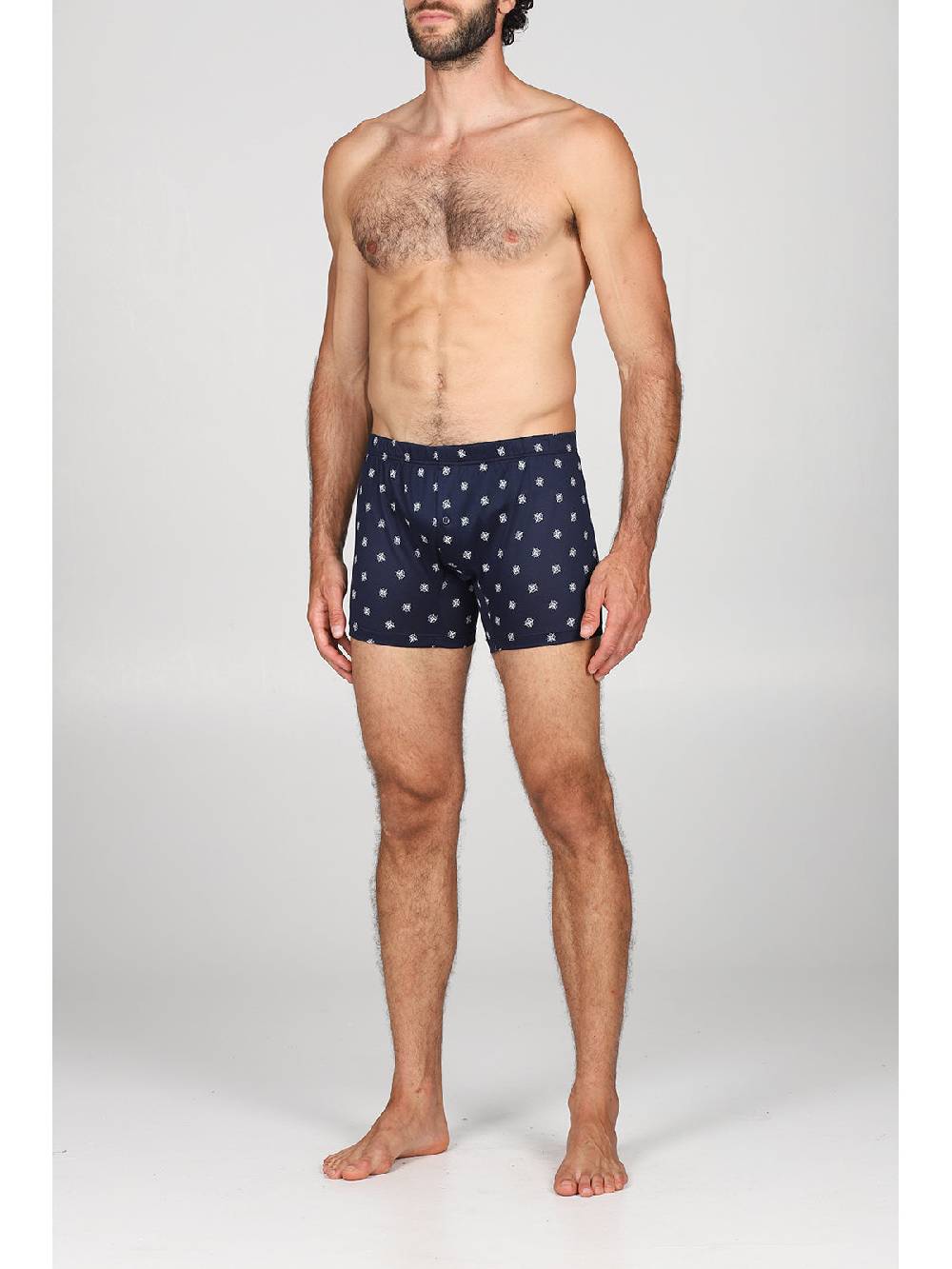 Julipet Boxer lungo in setoso puro cotone mercerizzato con disegno "bussola" Vendita