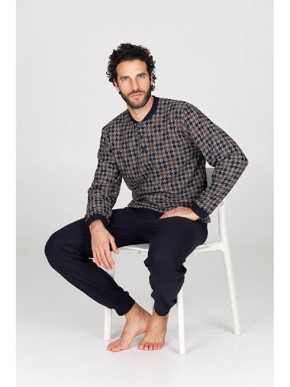 Julipet Pigiama serafino in confortevole jacquard di cotone Moda