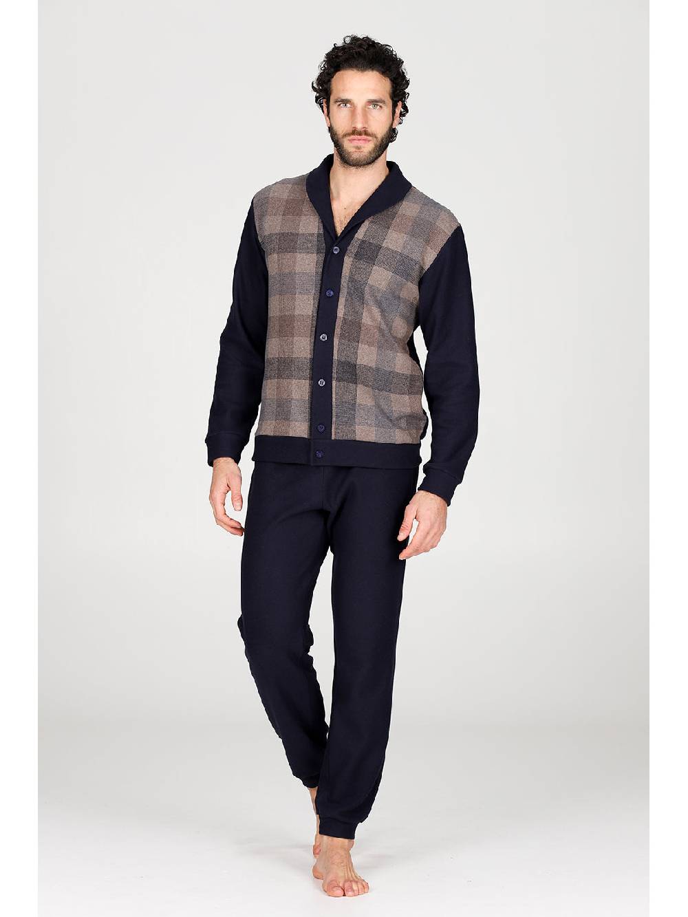 Julipet Pigiama cardigan in confortevole jacquard di cotone Soddisfazione Garantita