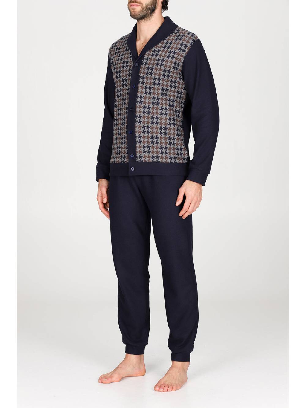 Julipet Pigiama cardigan in confortevole jacquard di cotone Negozi Online