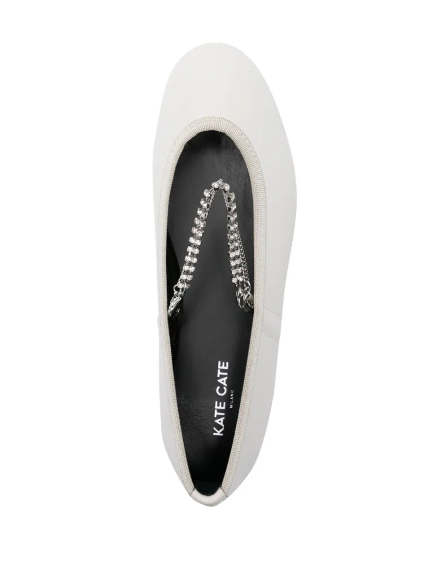 Kate Cate JULIETTE CHAIN IN OFF WHITE CALFSKIN LEATHER Offerta
