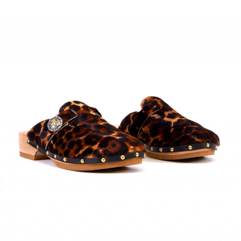 Kate Cate ALLEGRA CLOGS PONY LEOPARD Qualità