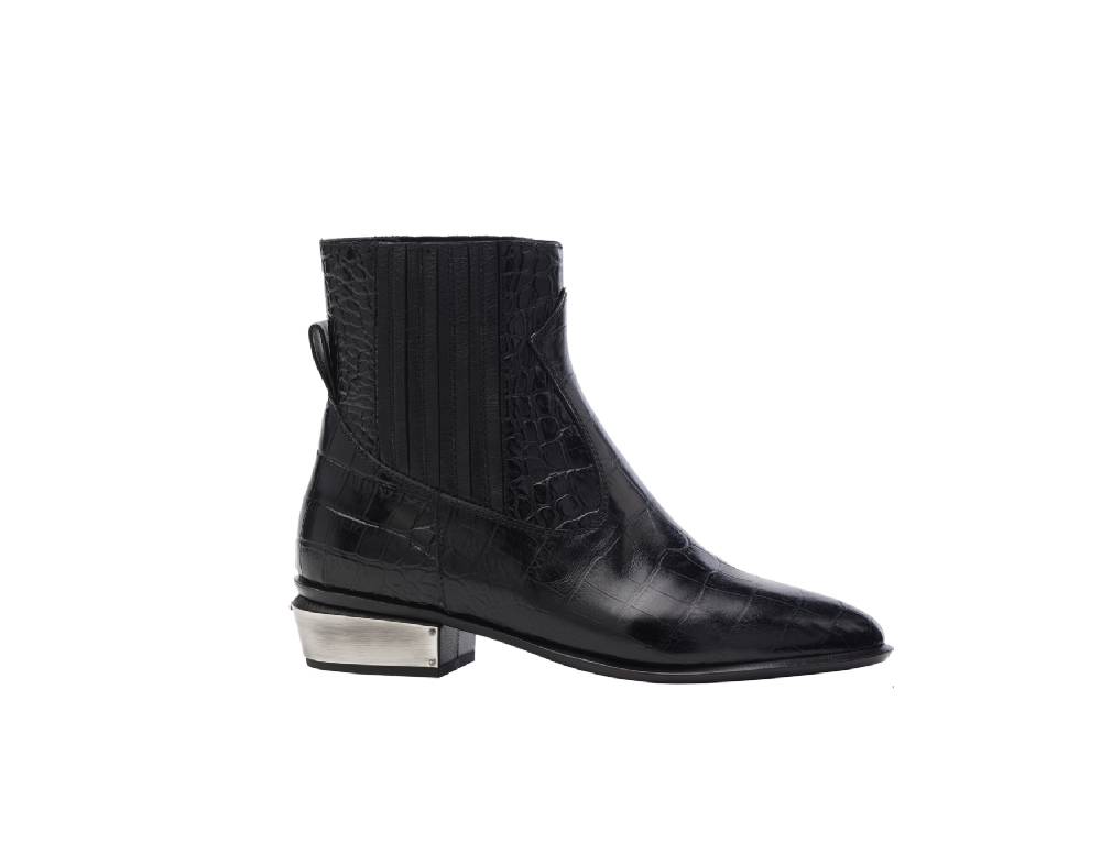 Kate Cate COWBOY KATE BOOTS BLACK CROC EFFECT LEATHER Vendita
