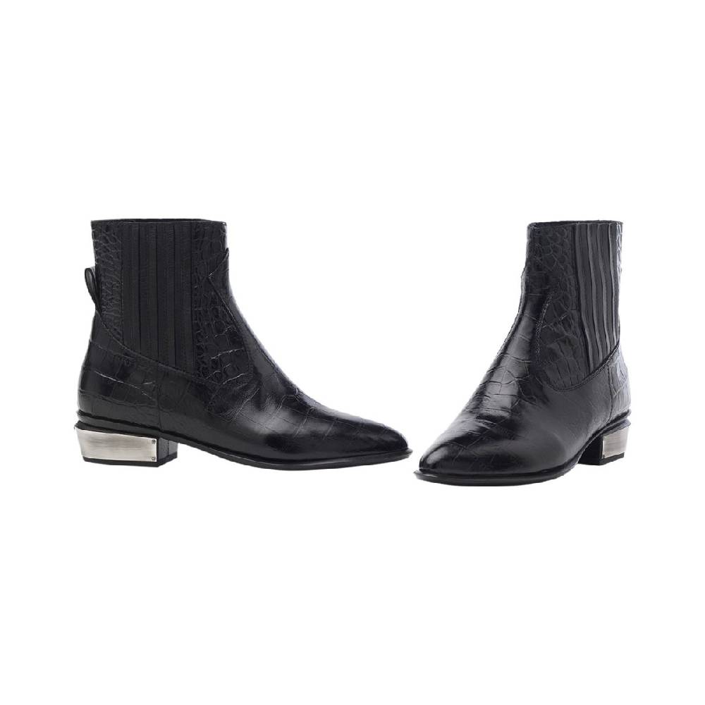 Kate Cate COWBOY KATE BOOTS BLACK CROC EFFECT LEATHER Vendita