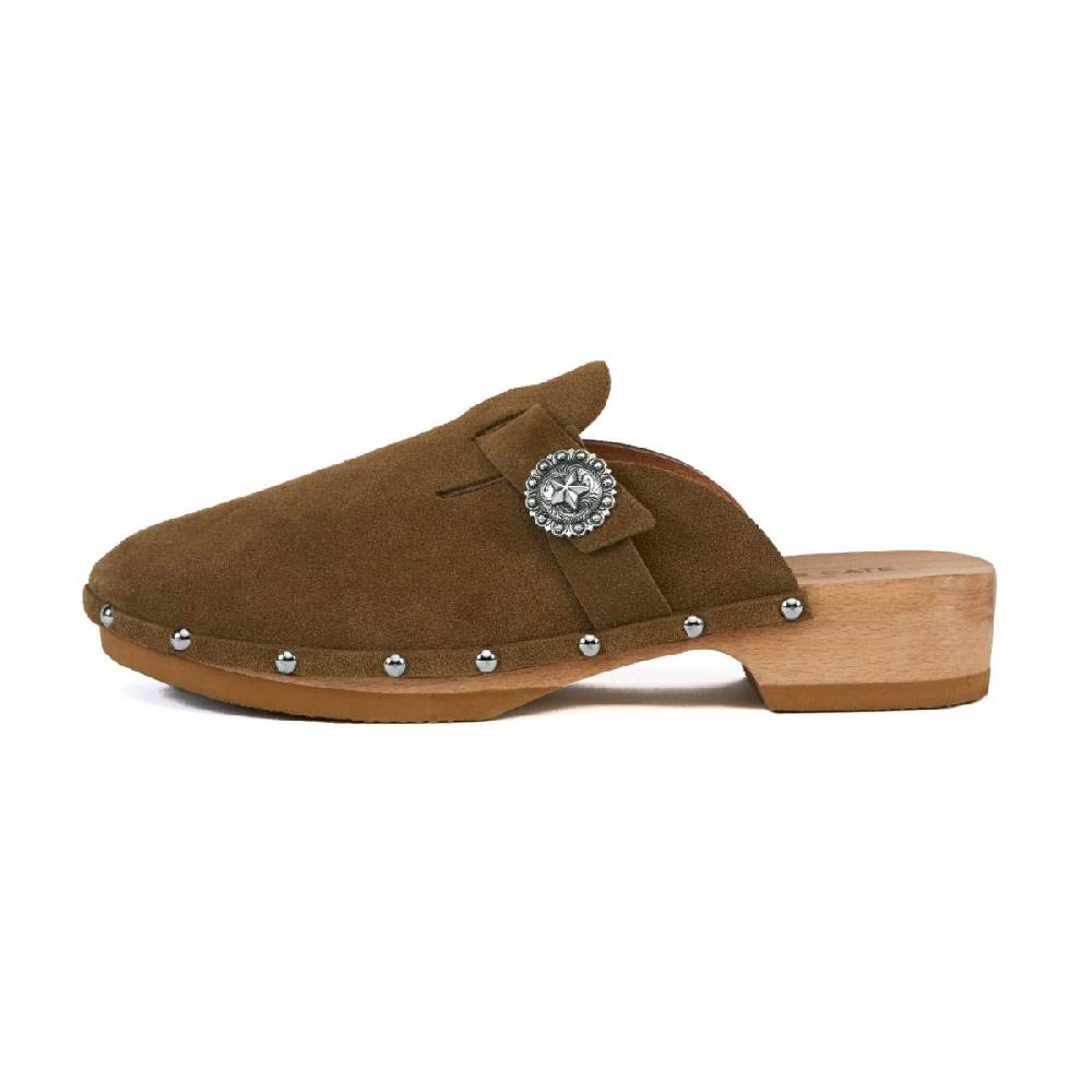 Kate Cate ALLEGRA CLOGS KAKI SUEDE CALFSKIN Offerta temporanea