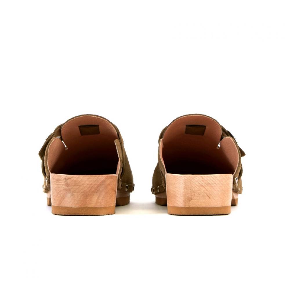 Kate Cate ALLEGRA CLOGS KAKI SUEDE CALFSKIN Offerta temporanea