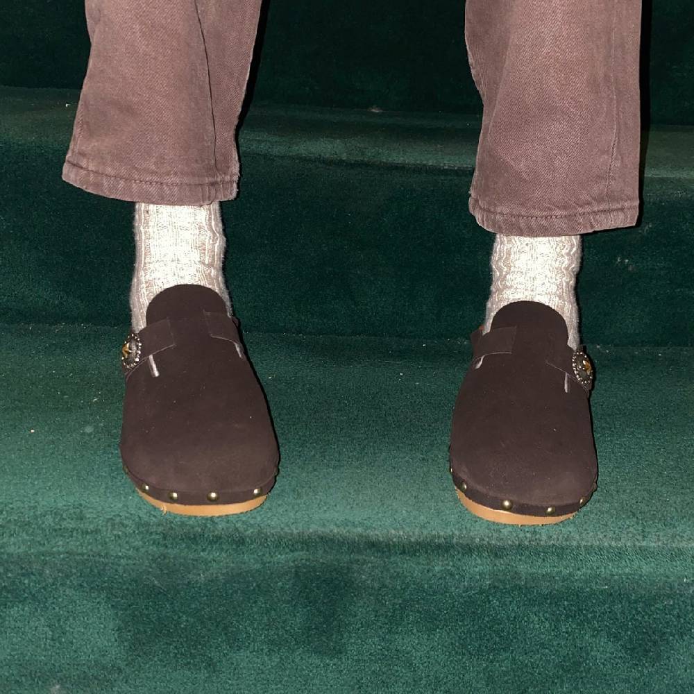 Kate Cate ALLEGRA CLOGS BROWN SUEDE CALFSKIN Qualità Garantita
