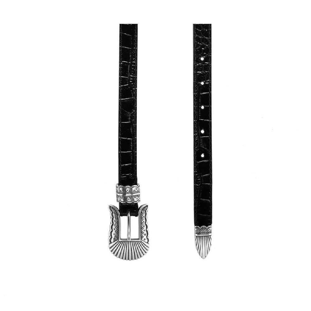 Kate Cate THIN KIM BELT BLACK CROC EFFECT CALFSKIN Acquista Ora