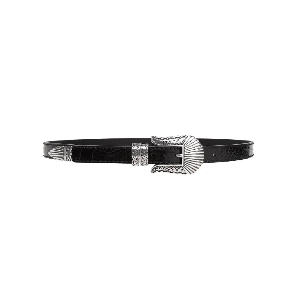 Kate Cate THIN KIM BELT BLACK CROC EFFECT CALFSKIN Acquista Ora