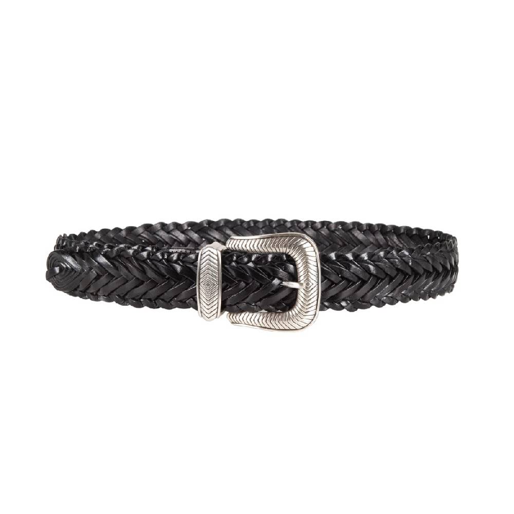 Kate Cate TEX MEX BRAID BELT BLACK LEATHER Outlet