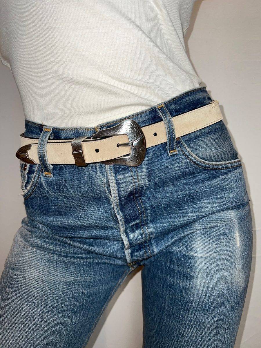 Kate Cate DUTTON BELT IN SAND COLOURED SUEDE Negozio