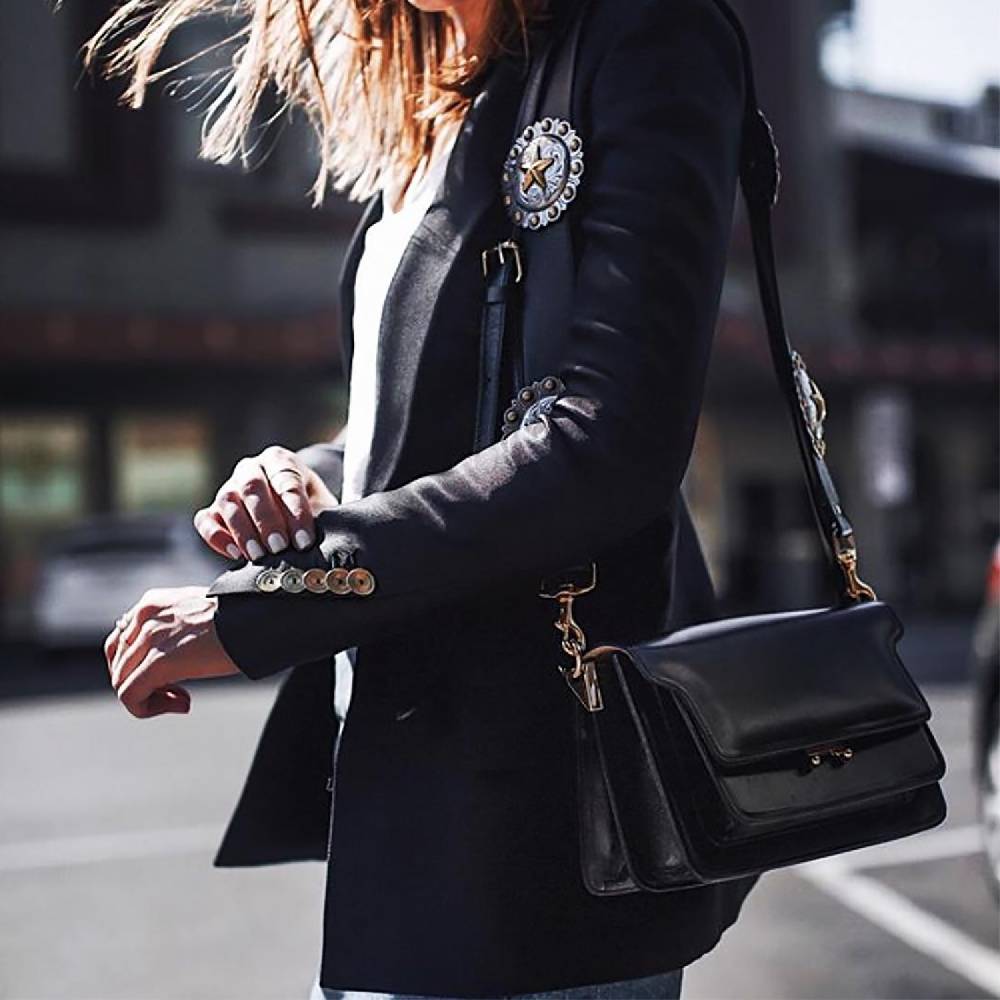 Kate Cate REGINA SHOULDER STRAP BLACK NAPPA CALFSKIN In Saldo