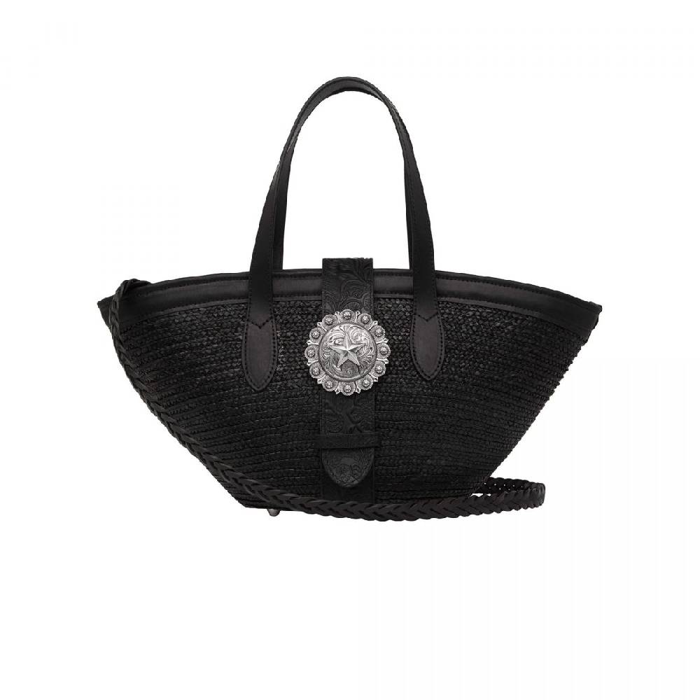 Kate Cate BEACH BAG BLACK STRAW Promozione