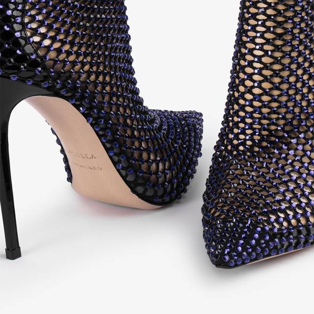 Le Silla Stivaletto calza blu midnight e Cristalli Fornitura limitata