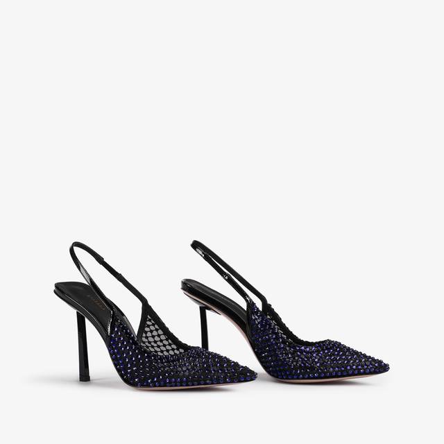 Le Silla Slingback gioiello rete blu midnight e Cristalli Vendite Flash