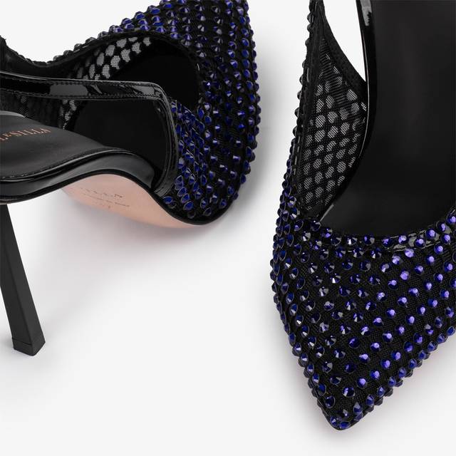 Le Silla Slingback gioiello rete blu midnight e Cristalli Vendite Flash