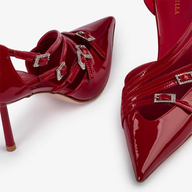 Le Silla Décolleté con listini vernice rossa In Saldo