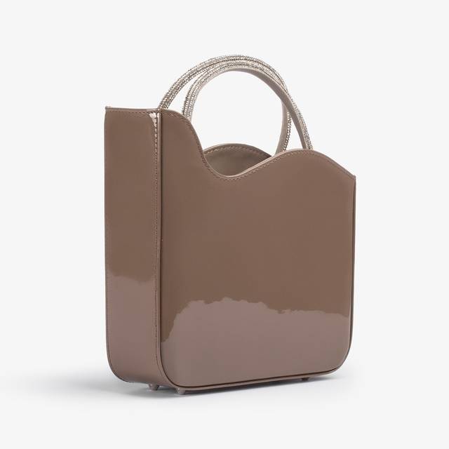Le Silla Small bag vernice grigia sesamo e Cristalli Italy
