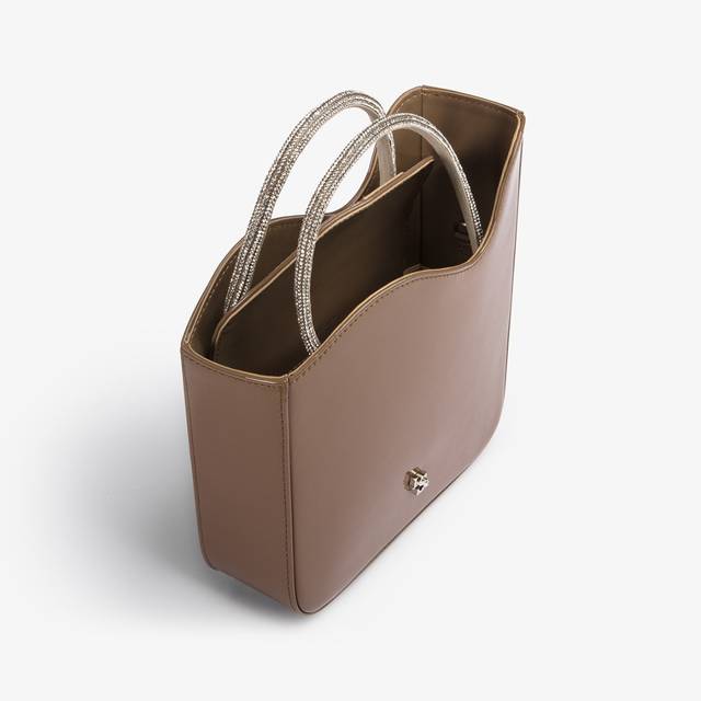 Le Silla Small bag vernice grigia sesamo e Cristalli Italy