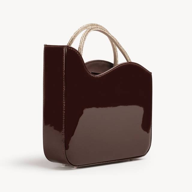 Le Silla Small bag vernice marrone fondente e Cristalli Offerta per la Festa della Mamma
