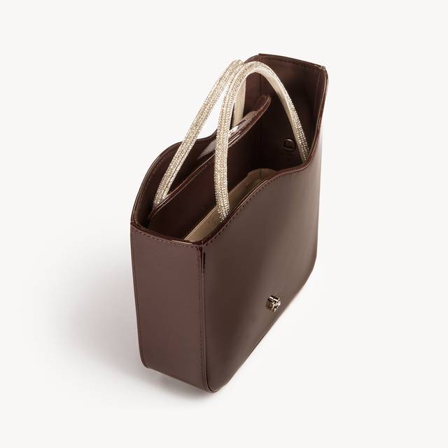 Le Silla Small bag vernice marrone fondente e Cristalli Offerta per la Festa della Mamma