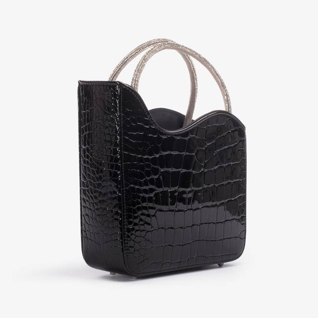 Le Silla Small bag stampa cocco nera con Cristalli In Linea