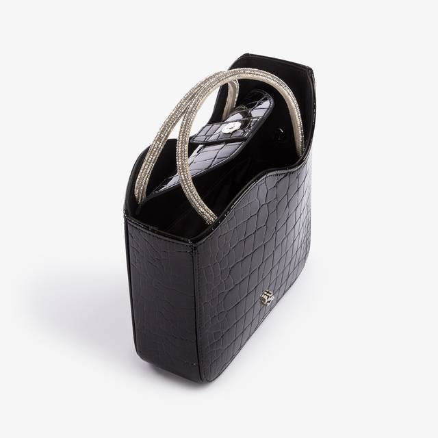 Le Silla Small bag stampa cocco nera con Cristalli In Linea