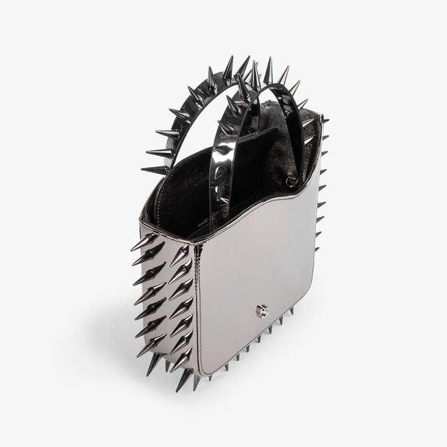 Le Silla Small bag metallizzata peltro con borchie Qualità