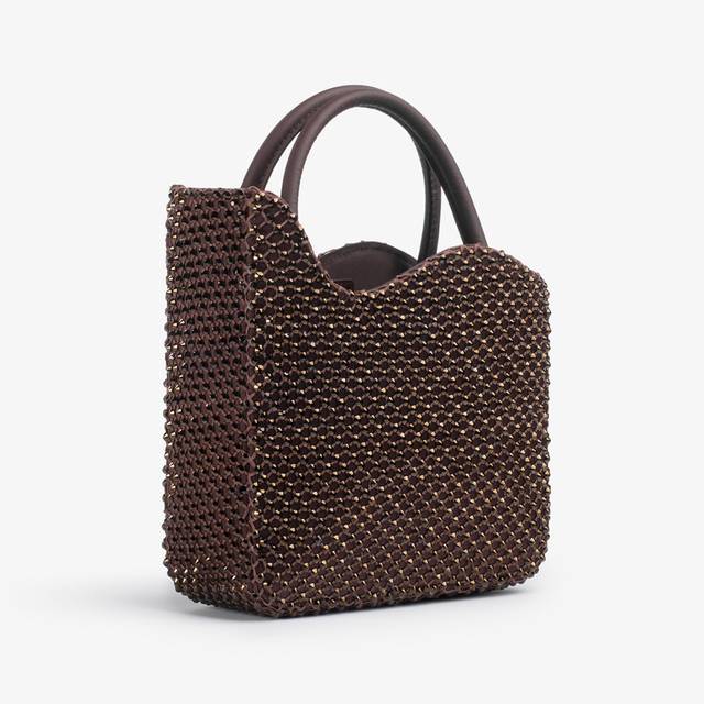 Le Silla Small bag gioiello rete marrone fondente e Cristalli Promozione