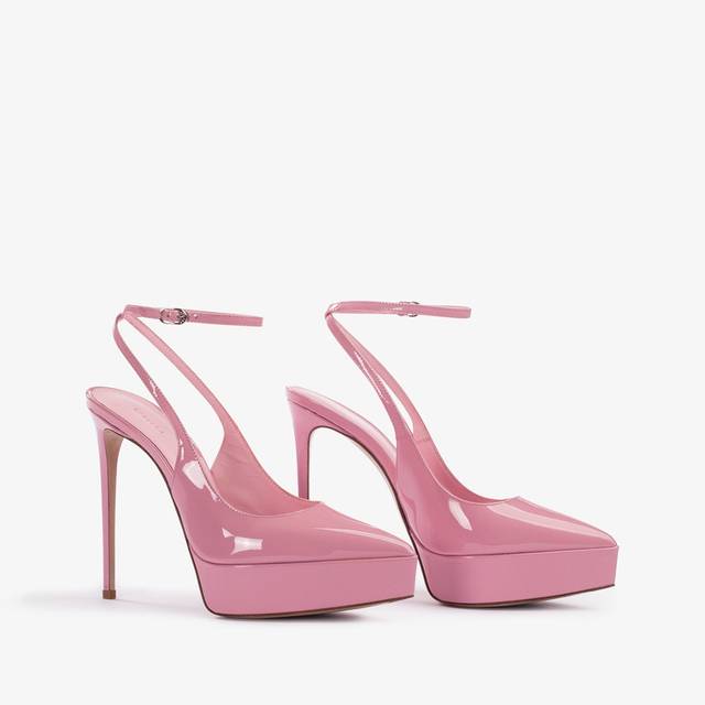 Le Silla Slingback con plateau vernice rosa dea Soddisfazione Garantita