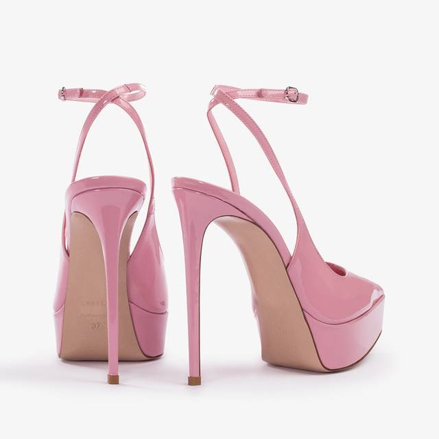 Le Silla Slingback con plateau vernice rosa dea Soddisfazione Garantita