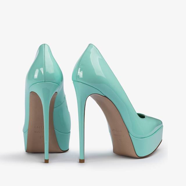 Le Silla Décolleté con plateau vernice azzurra pure water Grandi sconti