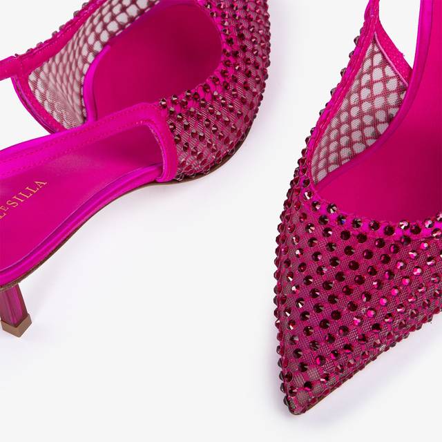Le Silla Slingback gioiello rete fucsia bouganville Promozione Limitata